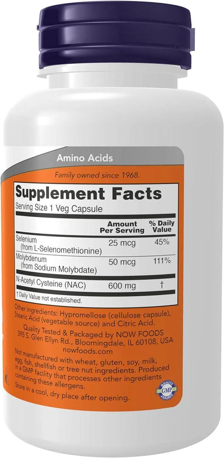 NOW SUPPLEMENTS - NOW Supplements NAC N-Acetyl Cysteine 600Mg. 100 Capsulas - The Red Vitamin MX - Suplementos Alimenticios - {{ shop.shopifyCountryName }}