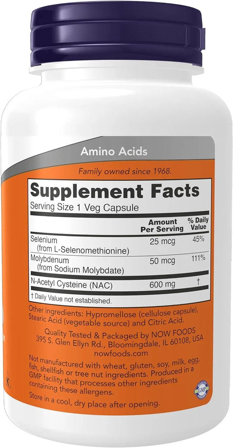 NOW SUPPLEMENTS - NOW Supplements NAC N-Acetyl Cysteine 600Mg. 250 Capsulas - The Red Vitamin MX - Suplementos Alimenticios - {{ shop.shopifyCountryName }}