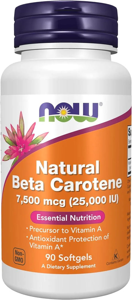 NOW SUPPLEMENTS - NOW Supplements Natural Beta Carotene 25,000 IU 90 Capsulas Blandas - The Red Vitamin MX - Suplementos Alimenticios - {{ shop.shopifyCountryName }}