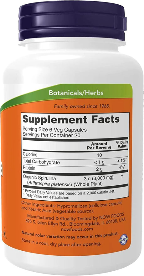 NOW SUPPLEMENTS - NOW Supplements Natural Spirulina 500Mg. 120 Capsulas - The Red Vitamin MX - Suplementos Alimenticios - {{ shop.shopifyCountryName }}