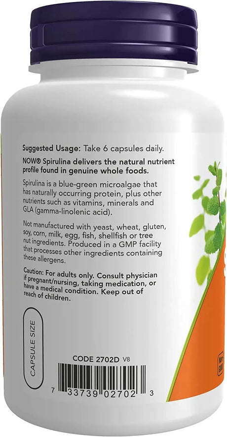 NOW SUPPLEMENTS - NOW Supplements Natural Spirulina 500Mg. 120 Capsulas - The Red Vitamin MX - Suplementos Alimenticios - {{ shop.shopifyCountryName }}