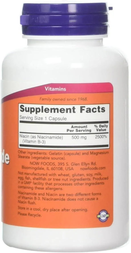 NOW SUPPLEMENTS - Now Supplements Niacinamide 500Mg. 100 Capsulas 2 Pack - The Red Vitamin MX - Suplementos Alimenticios - {{ shop.shopifyCountryName }}