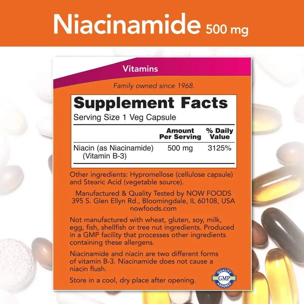 NOW SUPPLEMENTS - Now Supplements Niacinamide 500Mg. 100 Capsulas 3 Pack - The Red Vitamin MX - Suplementos Alimenticios - {{ shop.shopifyCountryName }}