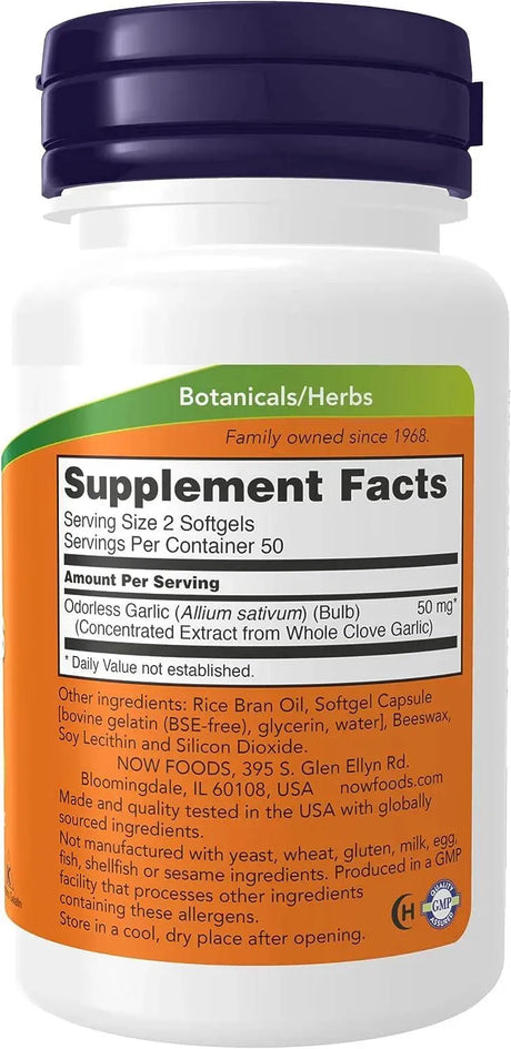 NOW SUPPLEMENTS - NOW Supplements Odorless Garlic Extract 100 Capsulas Blandas - The Red Vitamin MX - Suplementos Alimenticios - {{ shop.shopifyCountryName }}