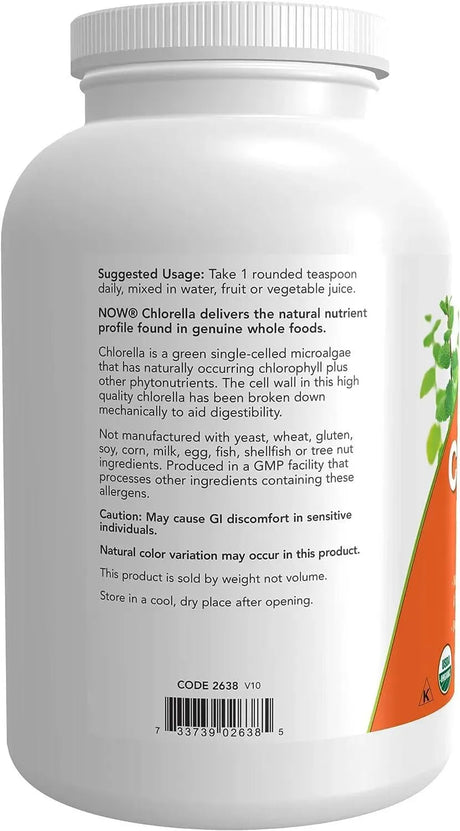 NOW SUPPLEMENTS - NOW Supplements Organic Chlorella Powder 454Gr. - The Red Vitamin MX - Suplementos Alimenticios - {{ shop.shopifyCountryName }}