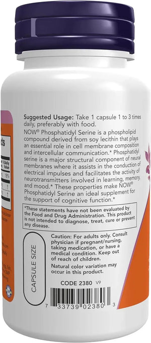 NOW SUPPLEMENTS - NOW Supplements Phosphatidyl Serine 100Mg. 60 Capsulas - The Red Vitamin MX - Suplementos Alimenticios - {{ shop.shopifyCountryName }}