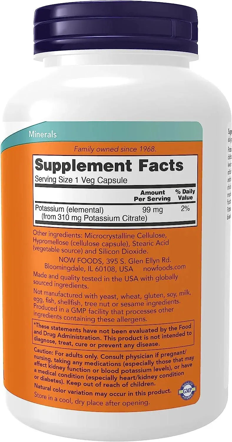 NOW SUPPLEMENTS - NOW Supplements Potassium Citrate 99Mg. 360 Capsulas - The Red Vitamin MX - Suplementos Alimenticios - {{ shop.shopifyCountryName }}