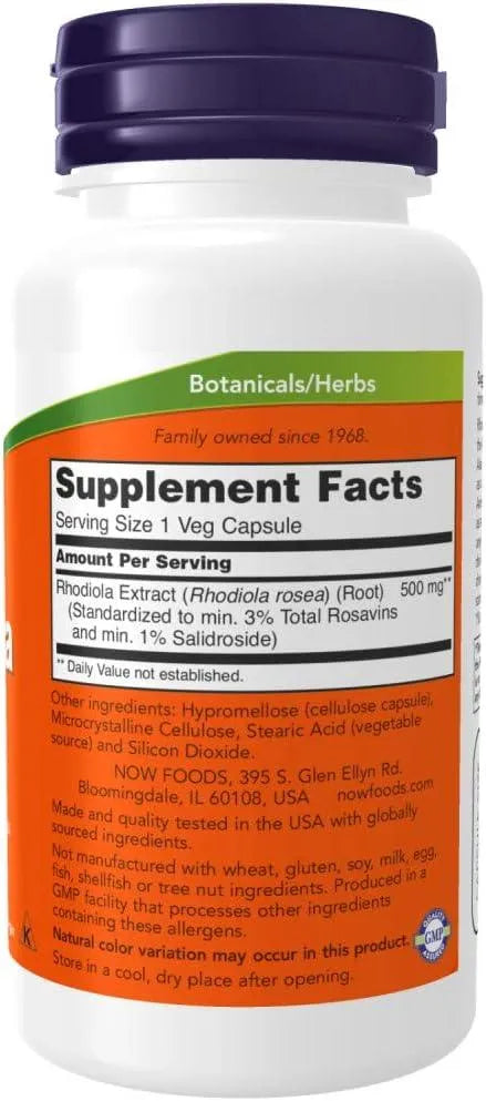 NOW SUPPLEMENTS - Now Supplements Rhodiola Rosea 500Mg. 60 Capsulas - The Red Vitamin MX - Suplementos Alimenticios - {{ shop.shopifyCountryName }}