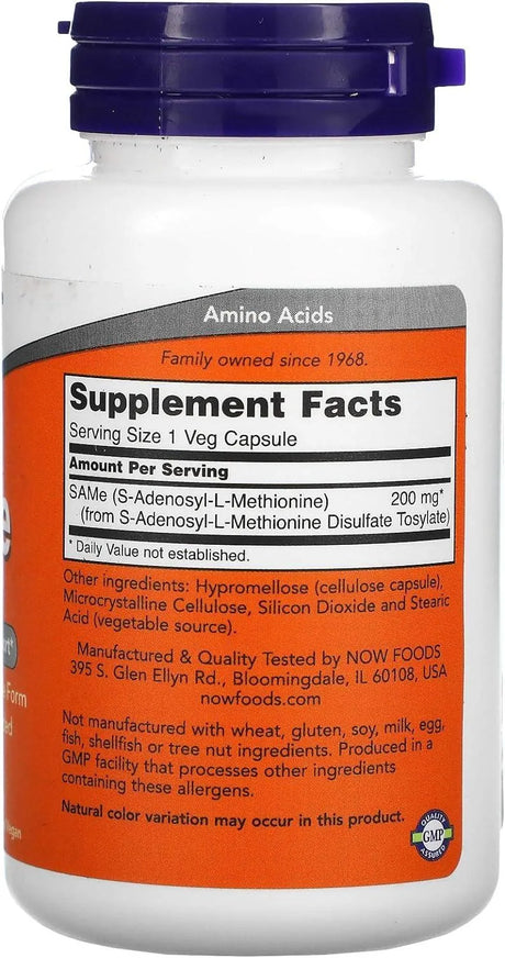 NOW SUPPLEMENTS - NOW Supplements SAMe 200Mg. 60 Capsulas - The Red Vitamin MX - Suplementos Alimenticios - {{ shop.shopifyCountryName }}