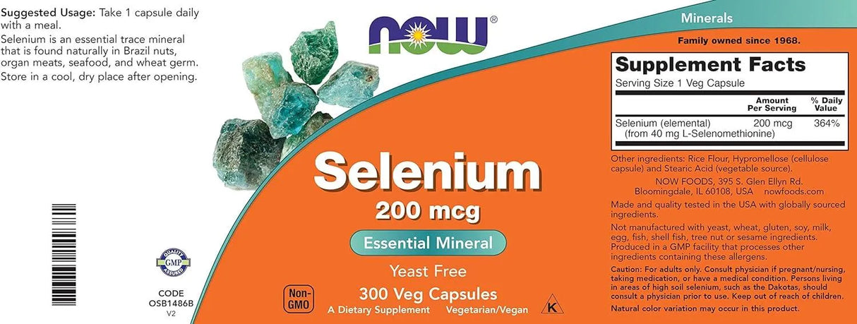 NOW SUPPLEMENTS - NOW Supplements Selenium 200mcg 300 Capsulas - The Red Vitamin MX - Suplementos Alimenticios - {{ shop.shopifyCountryName }}