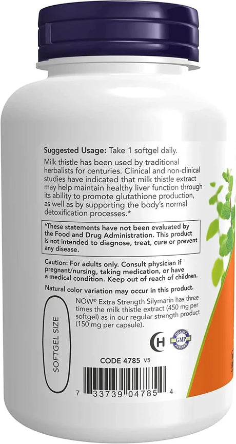 NOW SUPPLEMENTS - NOW Supplements Silymarin Milk Thistle Extract 450Mg. 120 Capsulas Blandas - The Red Vitamin MX - Suplementos Alimenticios - {{ shop.shopifyCountryName }}