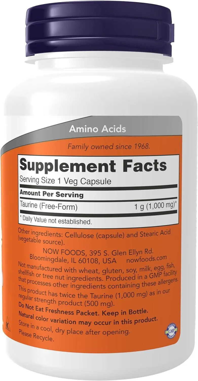 NOW SUPPLEMENTS - NOW Supplements Taurine 1,000Mg. 100 Capsulas - The Red Vitamin MX - Suplementos Alimenticios - {{ shop.shopifyCountryName }}