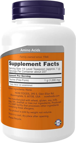 NOW SUPPLEMENTS - NOW Supplements Taurine Pure Powder 227Gr. - The Red Vitamin MX - Suplementos Alimenticios - {{ shop.shopifyCountryName }}