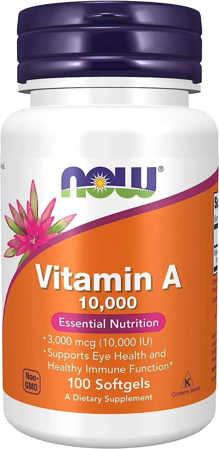 NOW SUPPLEMENTS - NOW Supplements Vitamin A 10,000 IU 100 Capsulas Blandas - The Red Vitamin MX - Suplementos Alimenticios - {{ shop.shopifyCountryName }}