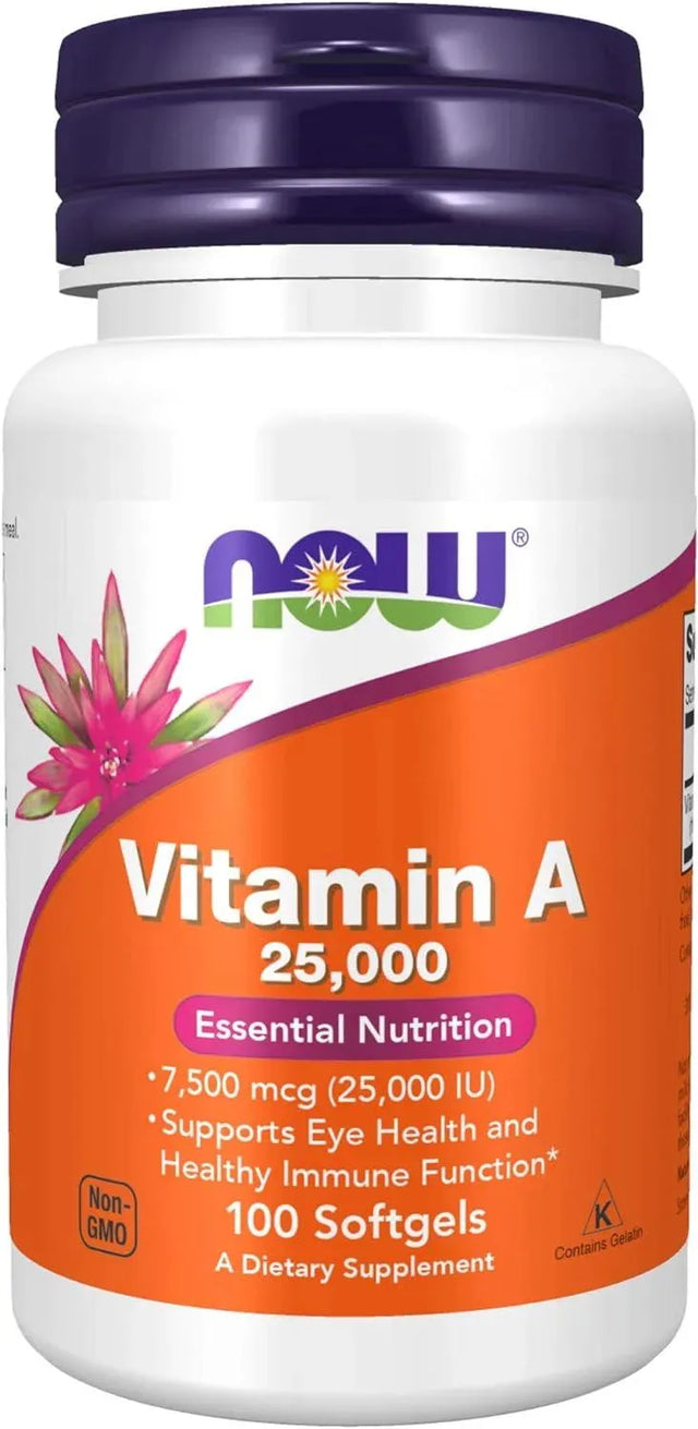 NOW SUPPLEMENTS - NOW Supplements Vitamin A 25,000 IU 100 Capsulas Blandas - The Red Vitamin MX - Suplementos Alimenticios - {{ shop.shopifyCountryName }}