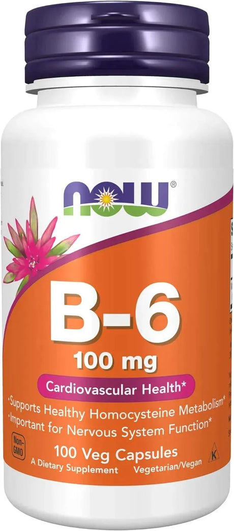 NOW SUPPLEMENTS - NOW Supplements Vitamin B-6 100Mg. 100 Capsulas - The Red Vitamin MX - Suplementos Alimenticios - {{ shop.shopifyCountryName }}