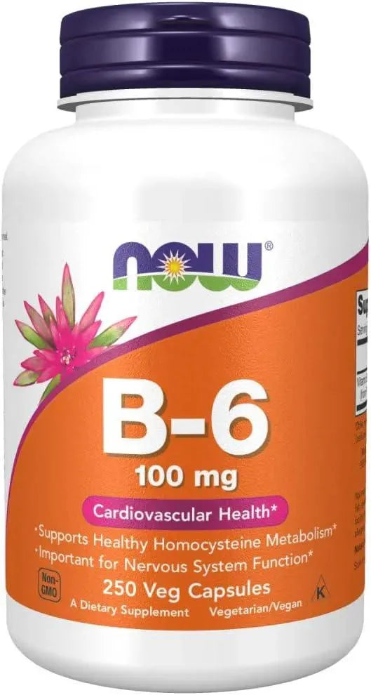 NOW SUPPLEMENTS - NOW Supplements Vitamin B-6 100Mg. 250 Capsulas - The Red Vitamin MX - Suplementos Alimenticios - {{ shop.shopifyCountryName }}