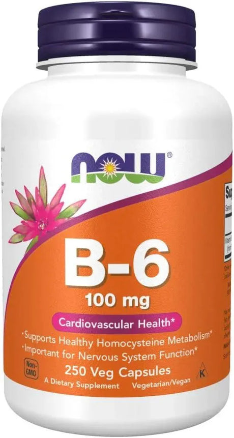 NOW SUPPLEMENTS - NOW Supplements Vitamin B-6 100Mg. 250 Capsulas - The Red Vitamin MX - Suplementos Alimenticios - {{ shop.shopifyCountryName }}