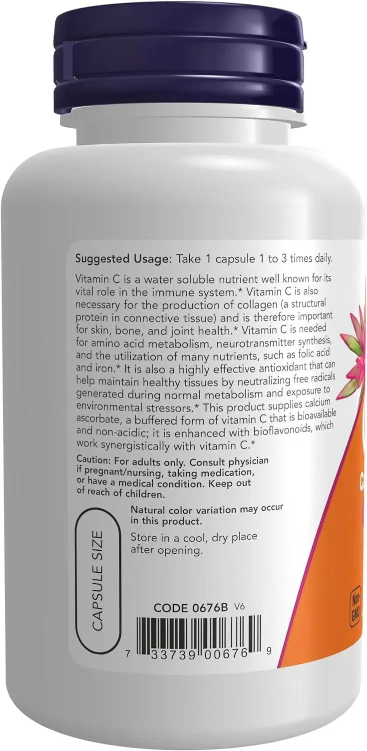 NOW SUPPLEMENTS - NOW Supplements Vitamin C-500 Calcium Ascorbate 100 Capsulas - The Red Vitamin MX - Suplementos Alimenticios - {{ shop.shopifyCountryName }}