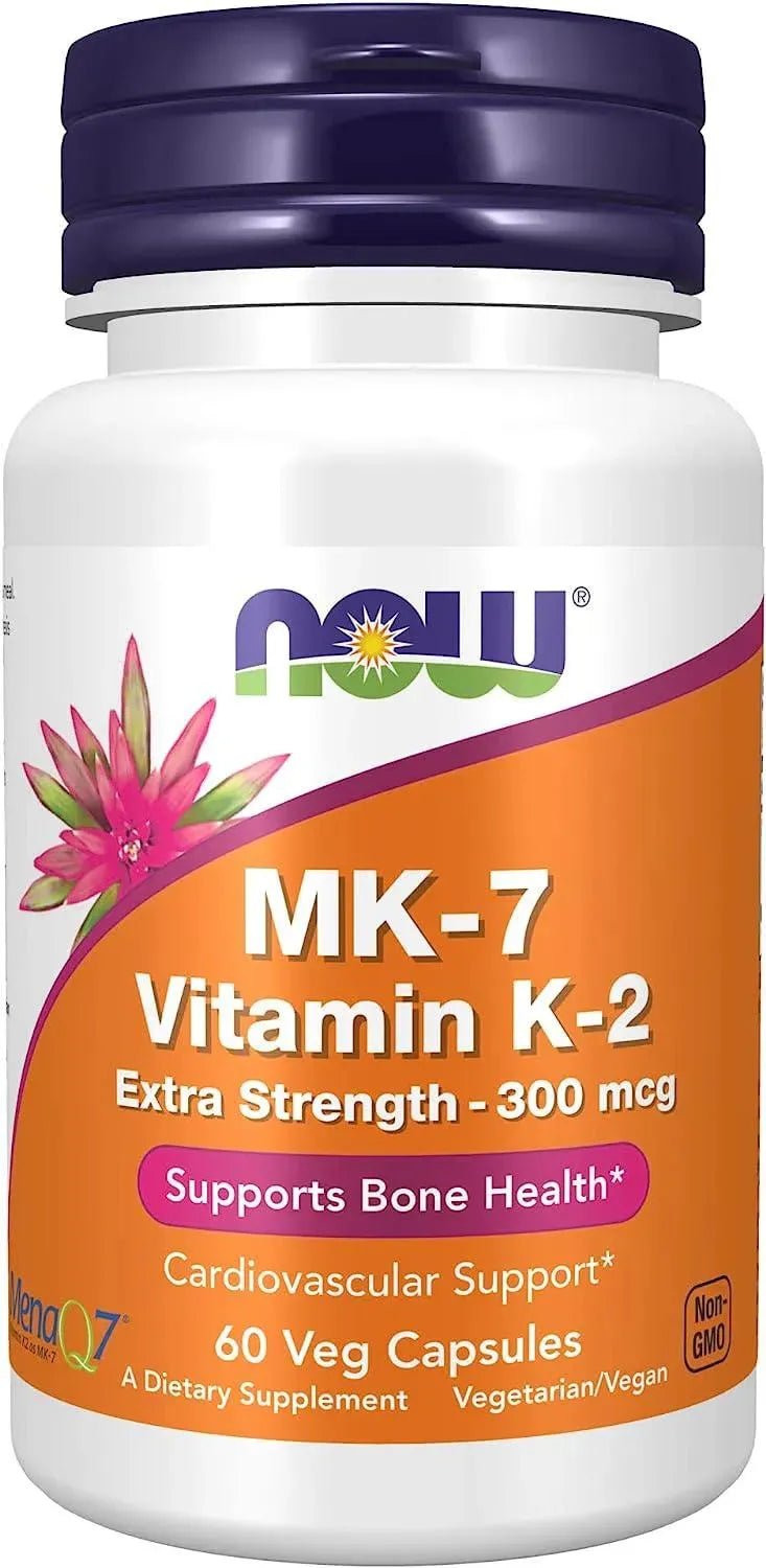 NOW SUPPLEMENTS - NOW Supplements Vitamin K2 (MK-7) 300mcg 60 Capsulas - The Red Vitamin MX - Suplementos Alimenticios - {{ shop.shopifyCountryName }}