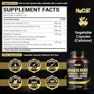 NUQIIT - Nuquiit Ginger Root with Turmeric Curcumin, Garlic 210 Capsulas - The Red Vitamin MX - Suplementos Alimenticios - {{ shop.shopifyCountryName }}