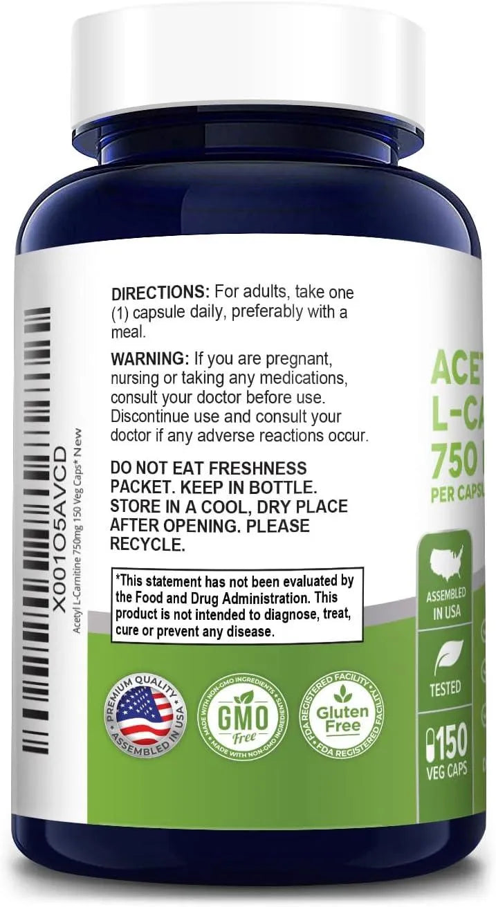 NUSAPURE - NusaPure Acetyl L-Carnitine 750Mg. 150 Capsulas - The Red Vitamin MX - Suplementos Alimenticios - {{ shop.shopifyCountryName }}