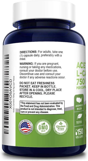 NUSAPURE - NusaPure Acetyl L-Carnitine 750Mg. 150 Capsulas - The Red Vitamin MX - Suplementos Alimenticios - {{ shop.shopifyCountryName }}