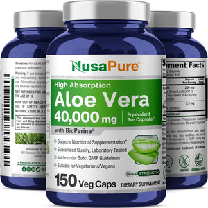 NUSAPURE - NusaPure Aloe Vera 40,000Mg. 150 Capsulas - The Red Vitamin MX - Suplementos Alimenticios - {{ shop.shopifyCountryName }}