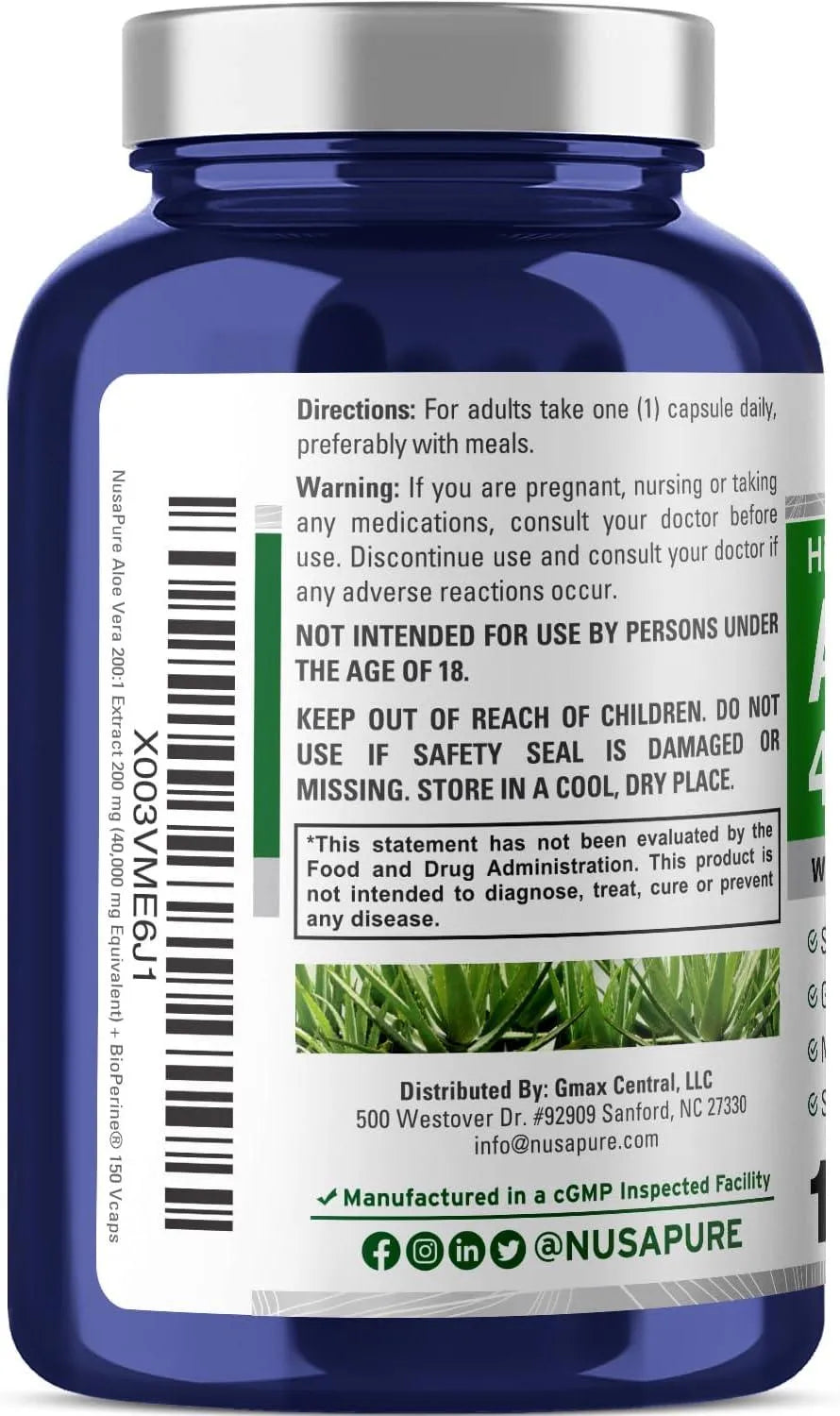 NUSAPURE - NusaPure Aloe Vera 40,000Mg. 150 Capsulas - The Red Vitamin MX - Suplementos Alimenticios - {{ shop.shopifyCountryName }}