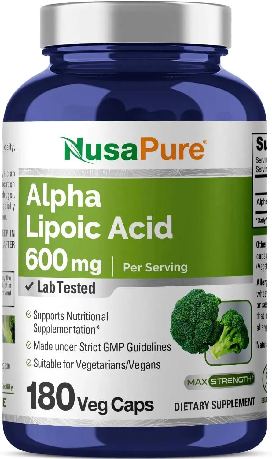 NUSAPURE - NusaPure Alpha Lipoic Acid 600Mg. 180 Capsulas - The Red Vitamin MX - Suplementos Alimenticios - {{ shop.shopifyCountryName }}