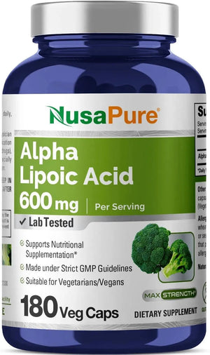 NUSAPURE - NusaPure Alpha Lipoic Acid 600Mg. 180 Capsulas - The Red Vitamin MX - Suplementos Alimenticios - {{ shop.shopifyCountryName }}