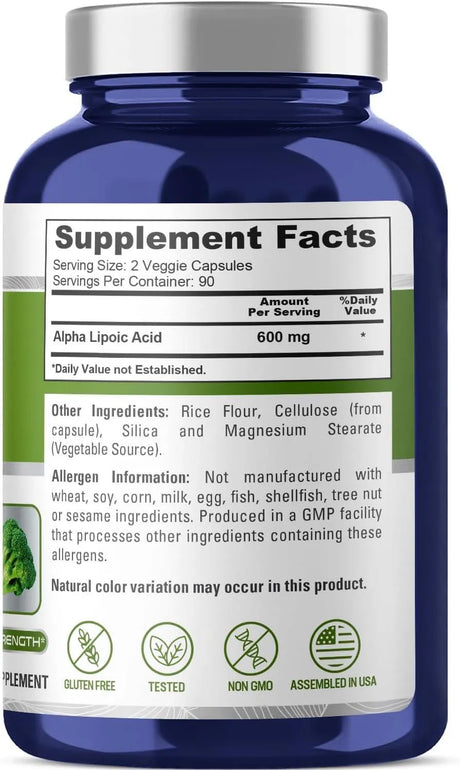 NUSAPURE - NusaPure Alpha Lipoic Acid 600Mg. 180 Capsulas - The Red Vitamin MX - Suplementos Alimenticios - {{ shop.shopifyCountryName }}