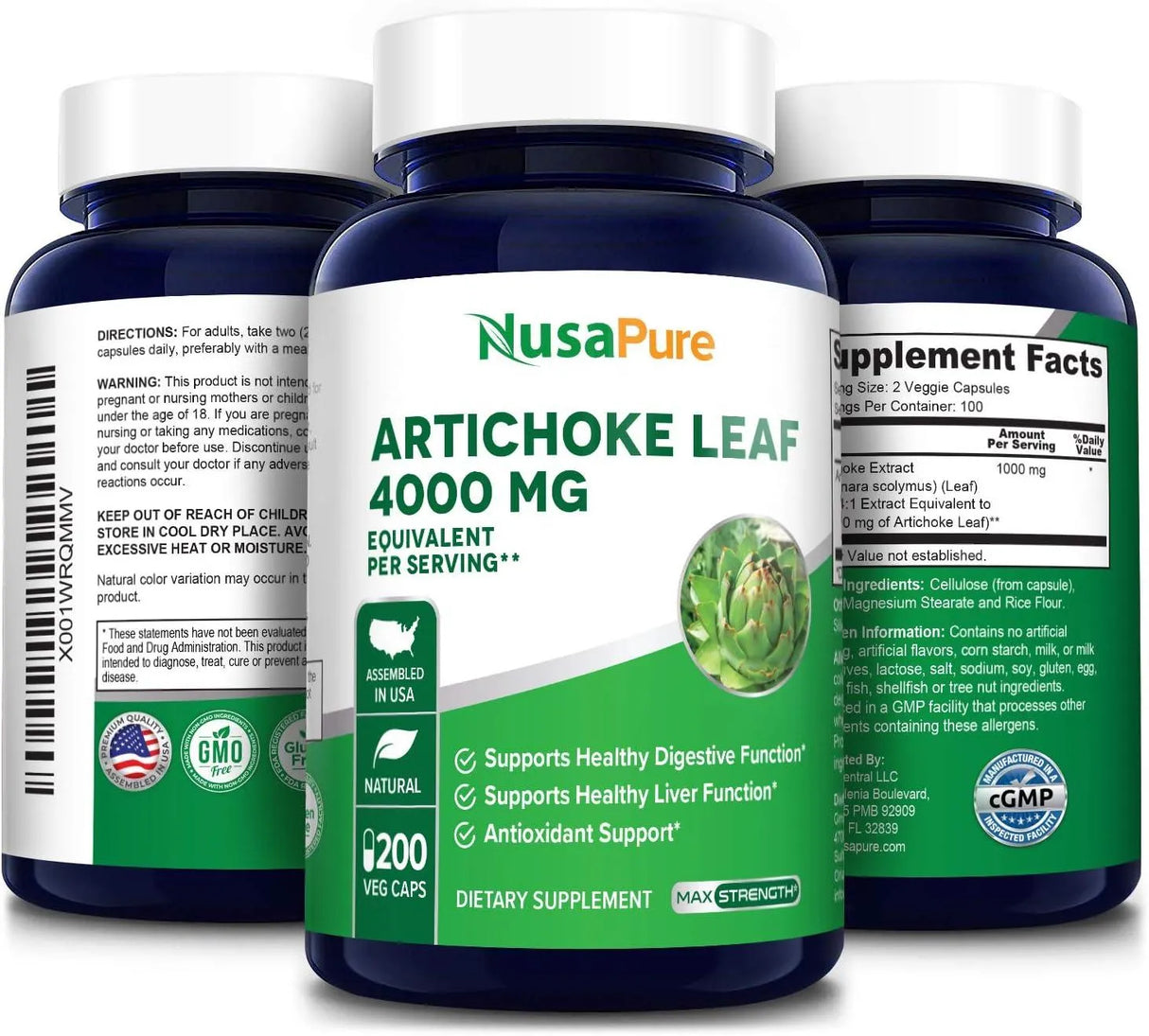 NUSAPURE - NusaPure Artichoke Extract 4000Mg. 200 Capsulas - The Red Vitamin MX - Suplementos Alimenticios - {{ shop.shopifyCountryName }}