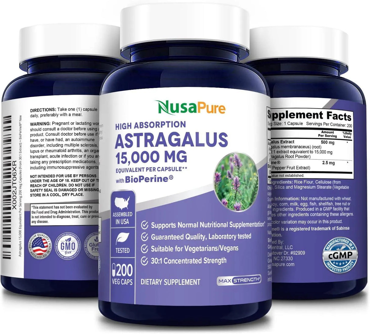 NUSAPURE - NusaPure Astragalus 15,000Mg. 200 Capsulas - The Red Vitamin MX - Suplementos Alimenticios - {{ shop.shopifyCountryName }}