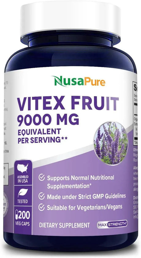 NUSAPURE - NusaPure Baya Casto Chasteberry Fruit 20:1 Extract 9,000Mg. 200 Capsulas - The Red Vitamin MX - Suplementos Alimenticios - {{ shop.shopifyCountryName }}