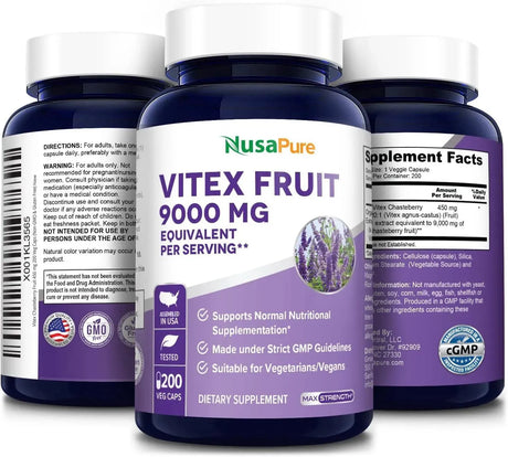NUSAPURE - NusaPure Baya Casto Chasteberry Fruit 20:1 Extract 9,000Mg. 200 Capsulas - The Red Vitamin MX - Suplementos Alimenticios - {{ shop.shopifyCountryName }}