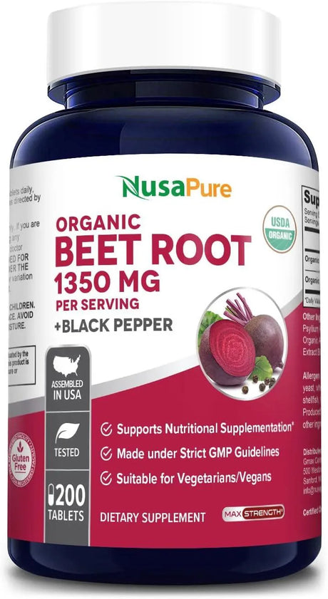 NUSAPURE - NusaPure Beet Root 1,350Mg. 200 Tabletas - The Red Vitamin MX - Suplementos Alimenticios - {{ shop.shopifyCountryName }}