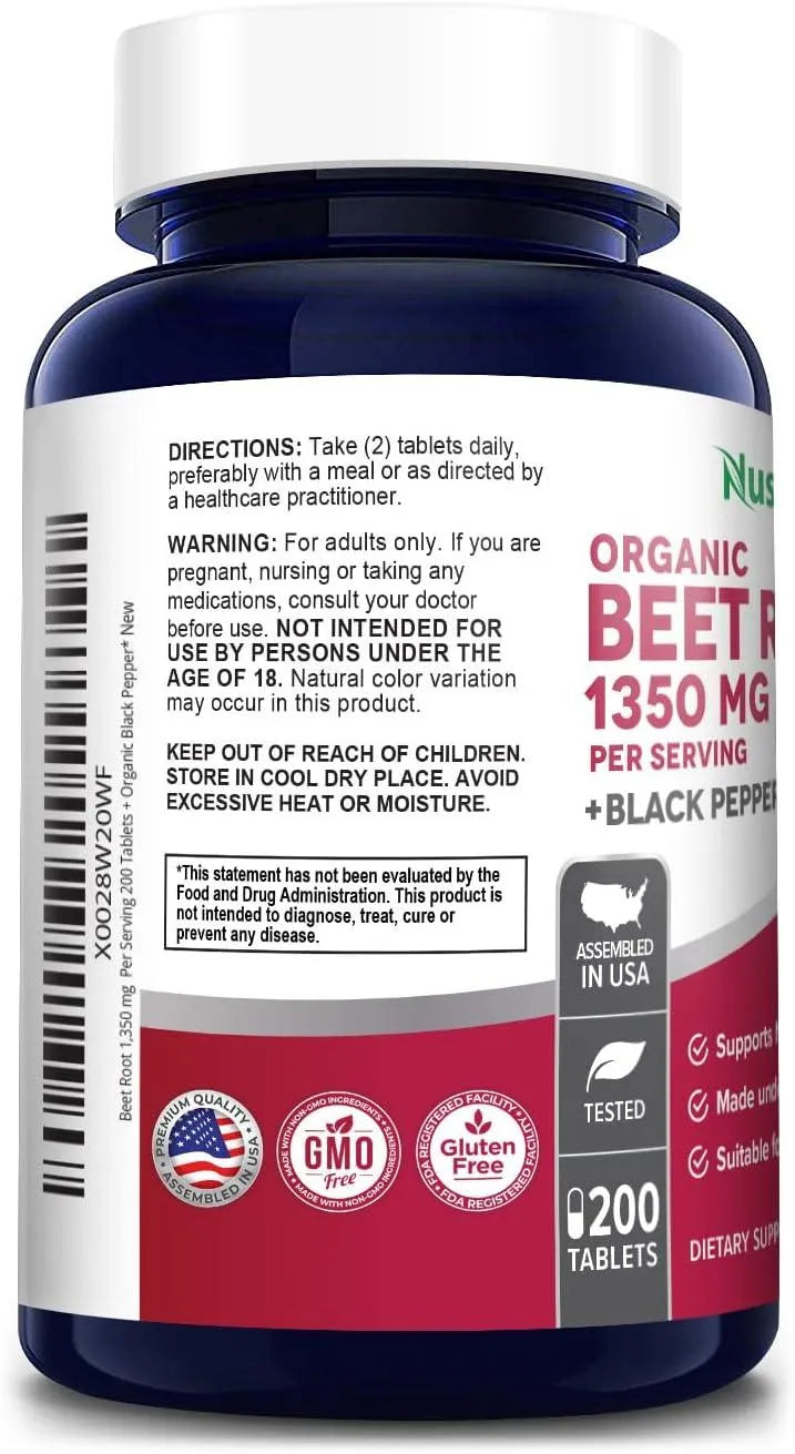 NUSAPURE - NusaPure Beet Root 1,350Mg. 200 Tabletas - The Red Vitamin MX - Suplementos Alimenticios - {{ shop.shopifyCountryName }}