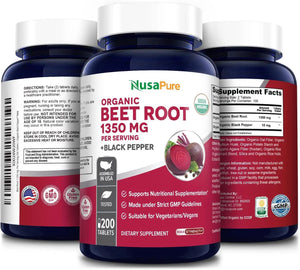 NUSAPURE - NusaPure Beet Root 1,350Mg. 200 Tabletas - The Red Vitamin MX - Suplementos Alimenticios - {{ shop.shopifyCountryName }}