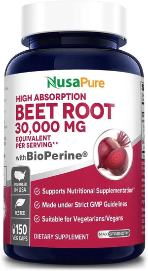 NUSAPURE - NusaPure Beet Root 30,000Mg. 150 Capsulas - The Red Vitamin MX - Suplementos Alimenticios - {{ shop.shopifyCountryName }}