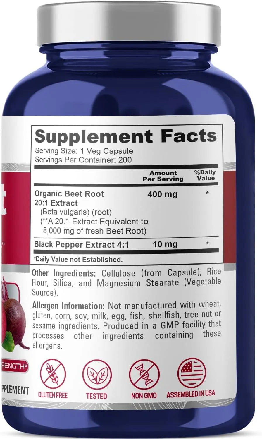 NUSAPURE - NusaPure Beet Root 8000Mg. 200 Capsulas - The Red Vitamin MX - Suplementos Alimenticios - {{ shop.shopifyCountryName }}