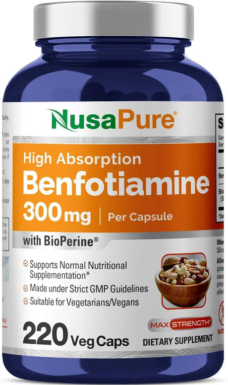 NUSAPURE - NusaPure Benfotiamine 300Mg. 220 Capsulas - The Red Vitamin MX - Suplementos Alimenticios - {{ shop.shopifyCountryName }}