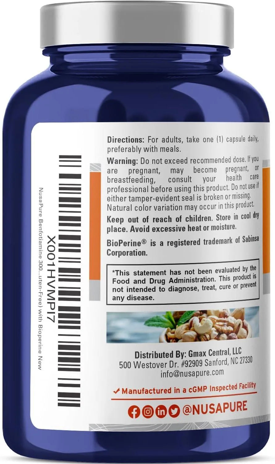 NUSAPURE - NusaPure Benfotiamine 300Mg. 220 Capsulas - The Red Vitamin MX - Suplementos Alimenticios - {{ shop.shopifyCountryName }}