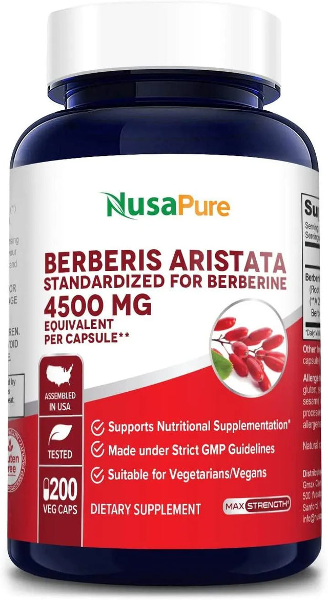 NUSAPURE - NusaPure Berberine HCI 4500Mg. 200 Capsulas - The Red Vitamin MX - Suplementos Alimenticios - {{ shop.shopifyCountryName }}