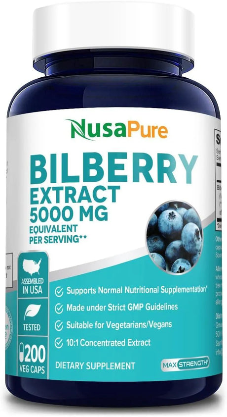 NUSAPURE - NusaPure Bilberry Extract 5,000Mg. 200 Capsulas - The Red Vitamin MX - Suplementos Alimenticios - {{ shop.shopifyCountryName }}