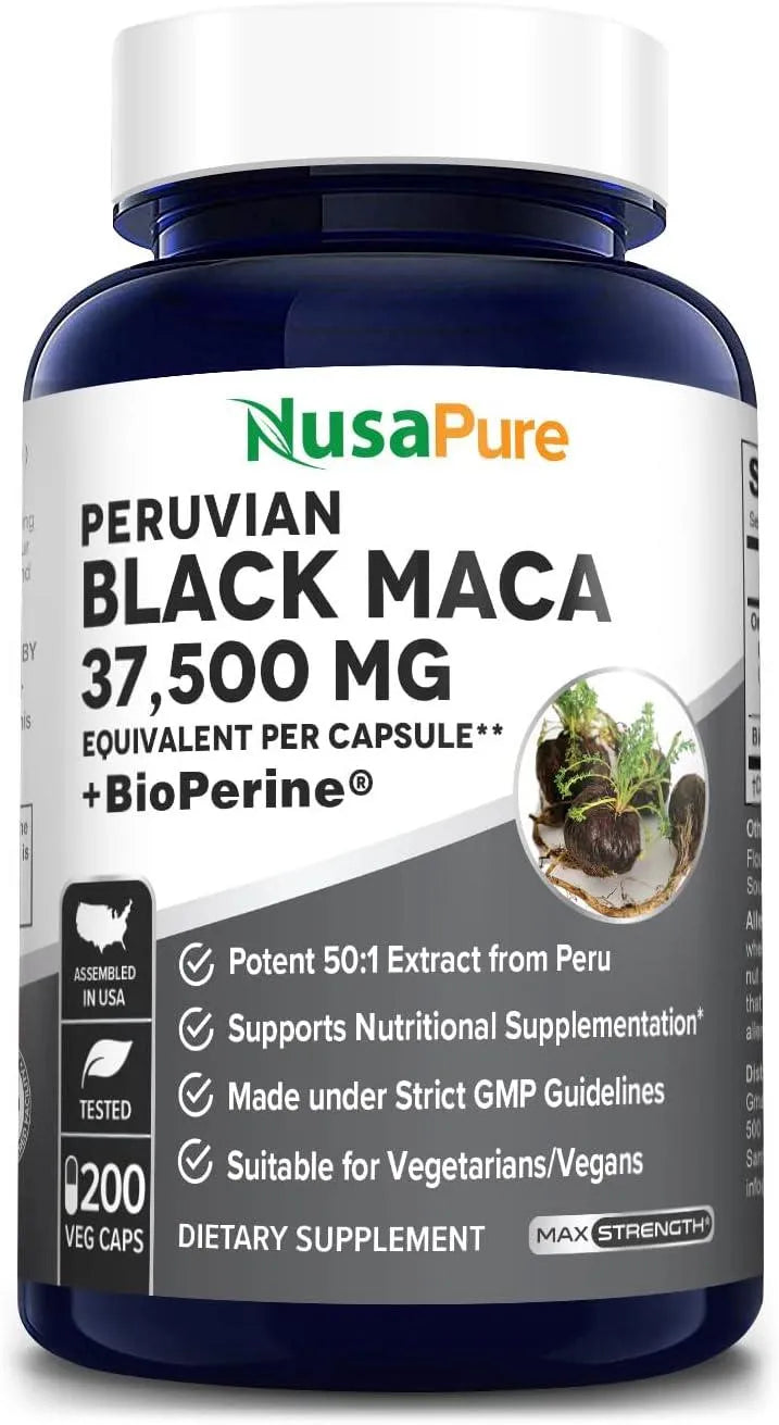 NUSAPURE - NusaPure Black Maca Root 37,500Mg. 200 Capsulas - The Red Vitamin MX - Suplementos Alimenticios - {{ shop.shopifyCountryName }}