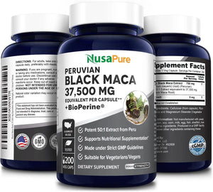 NUSAPURE - NusaPure Black Maca Root 37,500Mg. 200 Capsulas - The Red Vitamin MX - Suplementos Alimenticios - {{ shop.shopifyCountryName }}