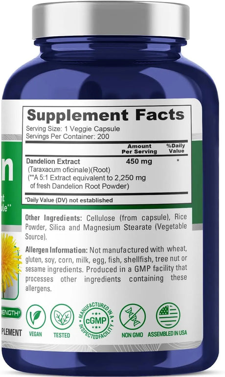 NUSAPURE - NusaPure Dandelion Root Extract 2,250Mg. 200 Capsulas - The Red Vitamin MX - Suplementos Alimenticios - {{ shop.shopifyCountryName }}