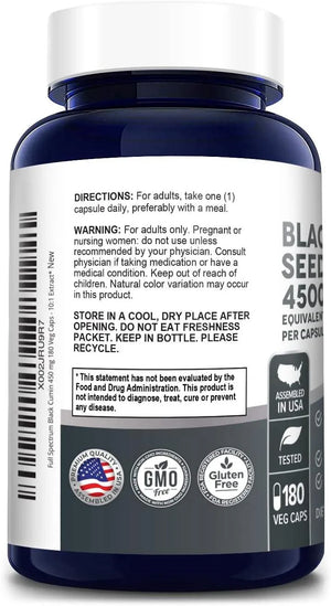 NUSAPURE - NusaPure Full Spectrum Black Cumin Seed Extract 4500Mg. 180 Capsulas - The Red Vitamin MX - Suplementos Alimenticios - {{ shop.shopifyCountryName }}