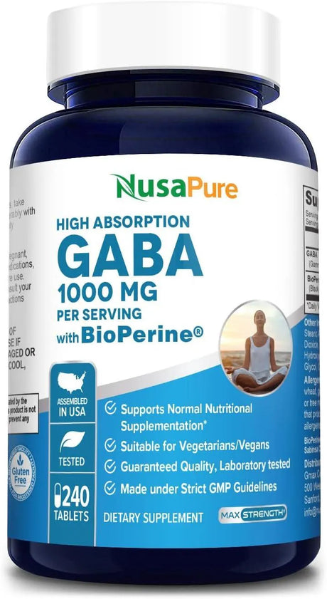 NUSAPURE - NusaPure GABA 1000Mg. 240 Tabletas - The Red Vitamin MX - Suplementos Alimenticios - {{ shop.shopifyCountryName }}